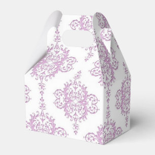 Lavender Purple and White Damask Pattern Favour Box
