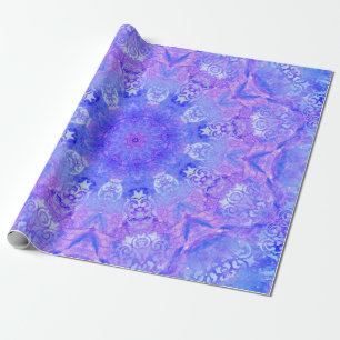 Lavender Purple and White Damask Pattern Wrapping Paper