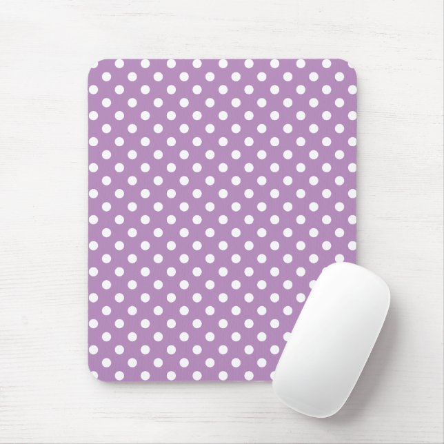 Lavender Purple and White Polka Dots Pattern Mouse Pad (With Mouse)