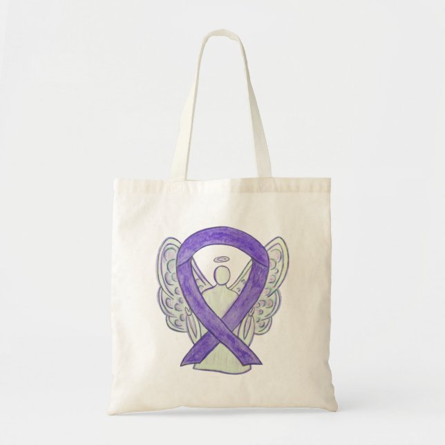 Lavender Purple Awareness Ribbon Custom Tote Bag (Front)