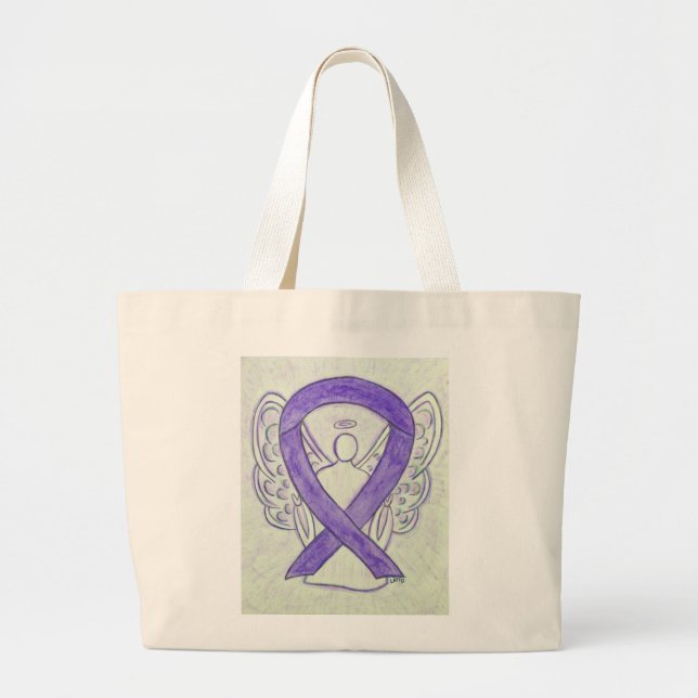 Lavender Purple Awareness Ribbon Custom Tote Bag (Front)