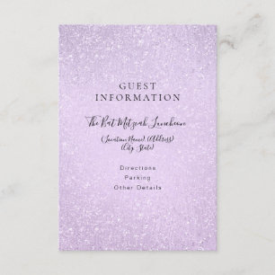 Lavender Purple Bat Mitzvah Guest Information Enclosure Card