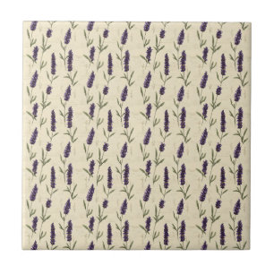 Lavender Purple Beige Botanical Floral Kitchen Tile