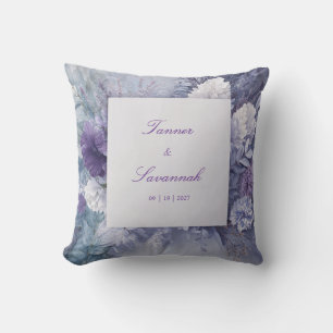 Lavender Purple Blue Floral Frosted Monochrome Cushion