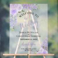 Lavender Purple Boho Chic Roses Wedding Welcome