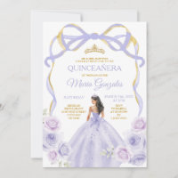 Lavender Purple Bow Princess Gold Quinceañera