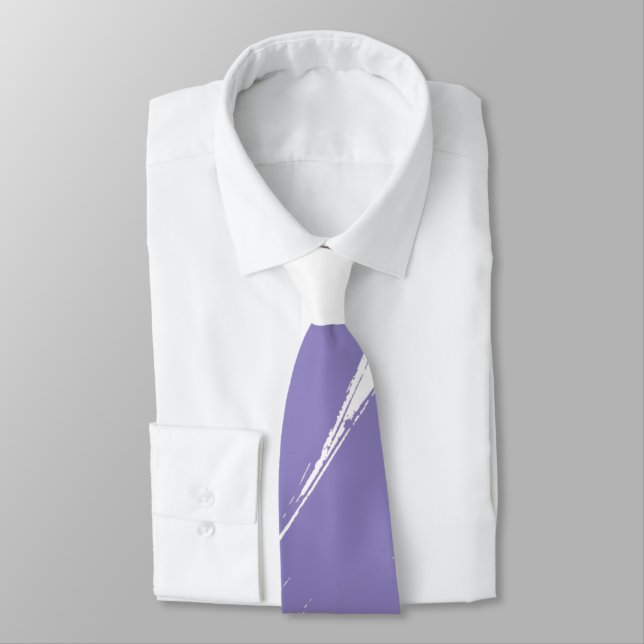 Lavender Purple Brush Modern White Background Tie (Tied)