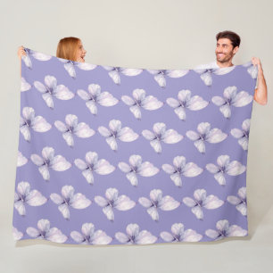 Lavender Purple Butterflies Fleece Blanket