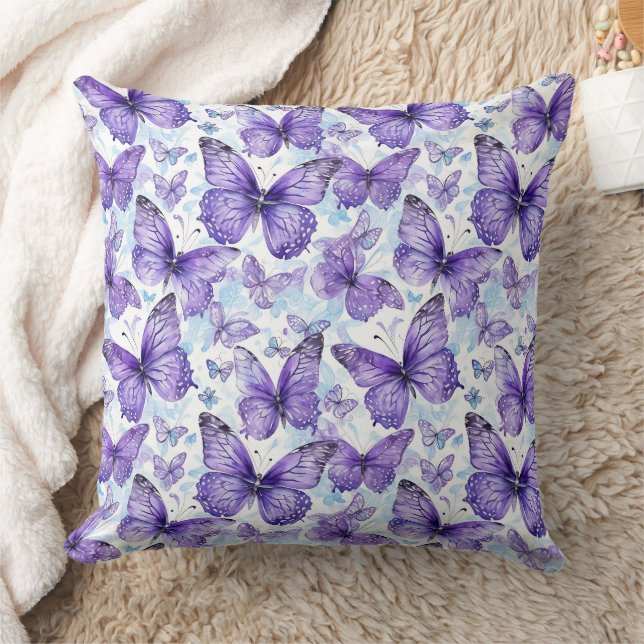 Lavender Purple Butterfly Pattern Cushion (Blanket)