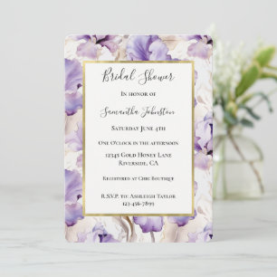 Lavender Purple Cream Iris Flowers Bridal Shower Invitation