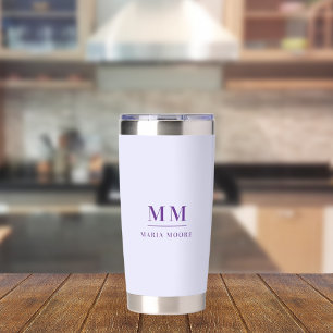 Lavender purple custom monogram initials name insulated tumbler