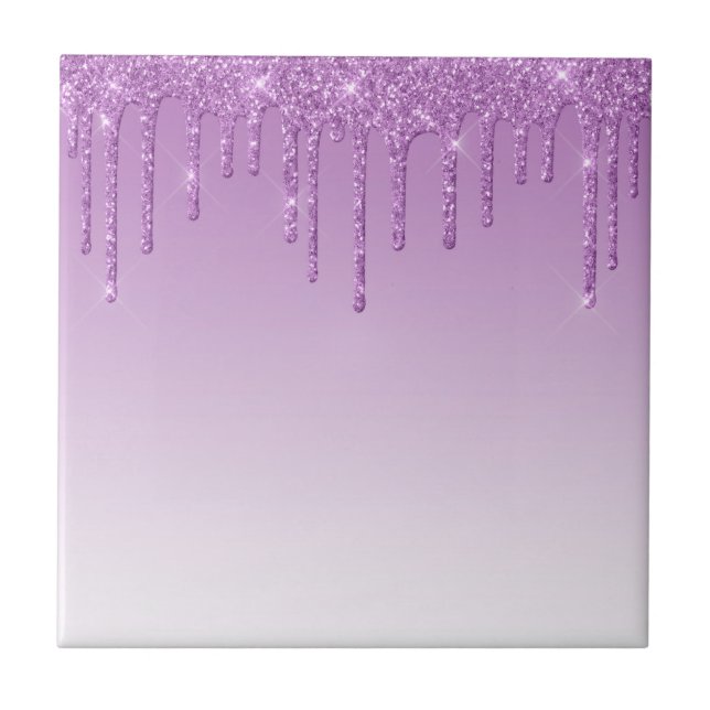 Lavender Purple Dripping Glitter Tile (Front)