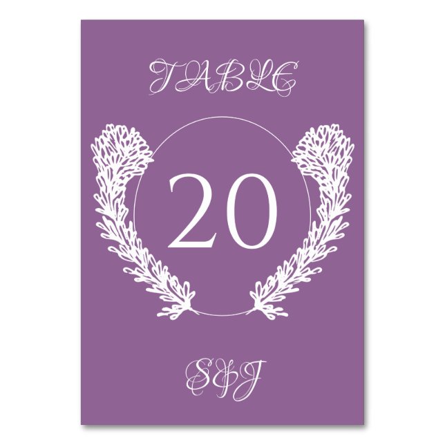 Lavender Purple Elegant Floral Wedding Table Number