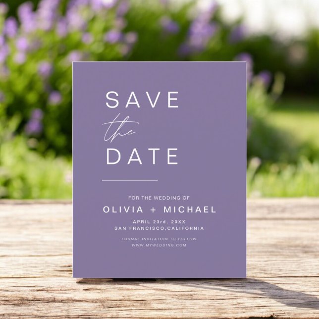 Lavender Purple Elegant Save the Date Minimalist  (Creator Uploaded)