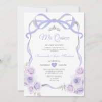 Lavender Purple Floral Bow Frame Silver Mis Quince