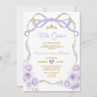 Lavender Purple Floral Bow Ribbon Gold Mis Quince