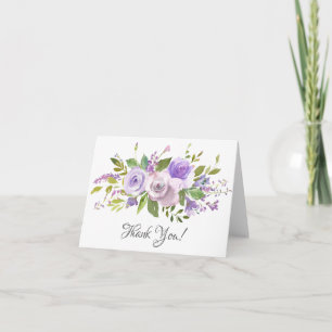 Lavender Purple Floral Bridal Shower Thank You Card