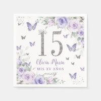 Lavender Purple Floral Butterflies Quinceañera 15
