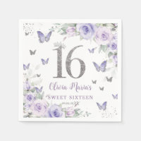Lavender Purple Floral Butterflies Sweet 16