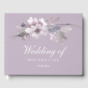 Lavender Purple Floral Elegant Wedding Guestbook