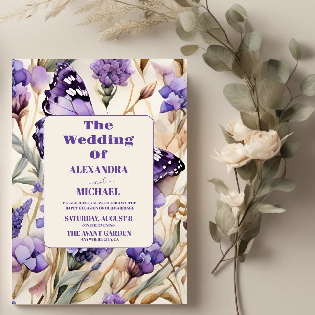 Lavender Purple Floral Elegant Wedding Invitation (Creator Uploaded)
