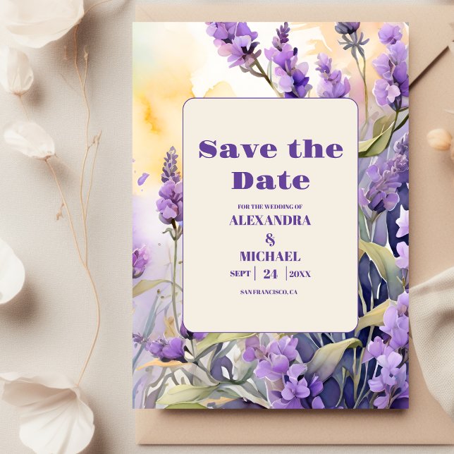 Lavender Purple Floral Elegant Wedding Save The Date (Creator Uploaded)
