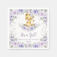 Lavender Purple Floral Lion Cub Baby Shower