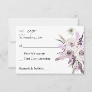 Lavender Purple Floral no Meal RSVP Card
