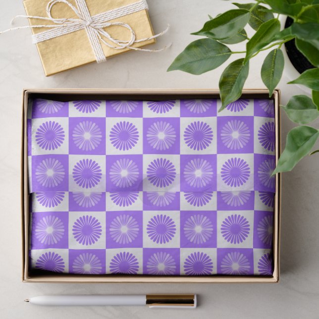 Lavender Purple Floral Pattern Tissue Paper (Gift)