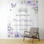 Lavender Purple Floral Quinceañera Bridal Welcome Tapestry<br><div class="desc">Personalise this elegant Quinceañera / Sweet 16 birthday / Bridal Shower / Baby Shower large welcome tapestry sign easily and quickly. Simply click the "Edit Using Design Tool" button to modify the text, wording, font style, font size, and font colour. You can also add or remove text, and move or...</div>