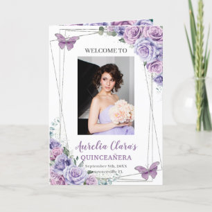 Lavender Purple Floral Quinceanera Events Padrinos Programme