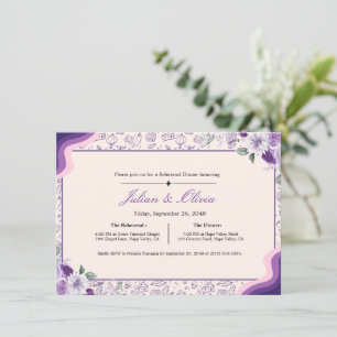 Lavender Purple Floral Rehearsal Dinner Invitation