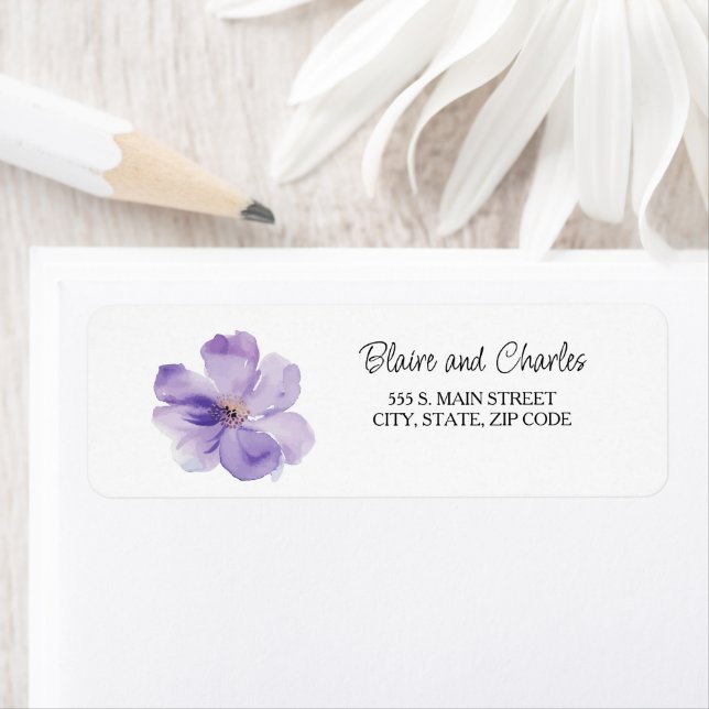 Lavender Purple Floral Return Address Labels (Insitu)