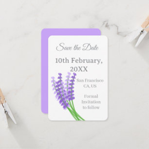 Lavender Purple Floral Save the Date Invitation