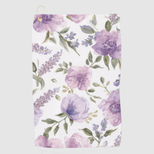 Lavender Purple Floral Watercolor Botanical Golf Towel