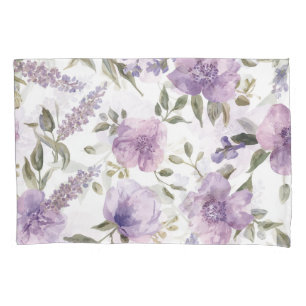 Lavender Purple Floral Watercolor Botanical Pillowcase