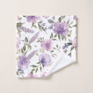 Lavender Purple Floral Watercolor Botanical Wash Cloth