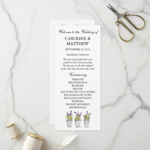 Lavender Purple Floral Watercolor Rustic Wedding Programme
