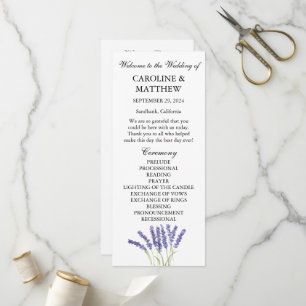Lavender Purple Floral Watercolor Rustic Wedding Programme