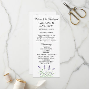 Lavender Purple Floral Watercolor Rustic Wedding  Programme