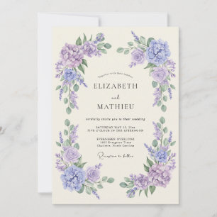 Lavender Purple Floral Whimsy Wedding Invitation