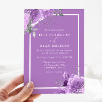 Lavender Purple Floral White Border Wedding
