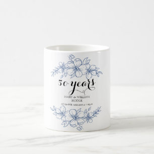 Lavender purple florals 50th wedding anniversary coffee mug