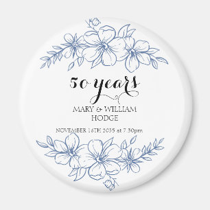 Lavender purple florals 50th wedding anniversary magnet