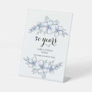 Lavender purple florals 50th wedding anniversary pedestal sign