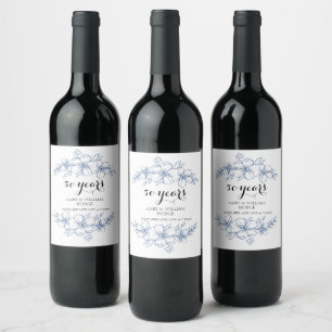 Lavender purple florals 50th wedding anniversary wine label