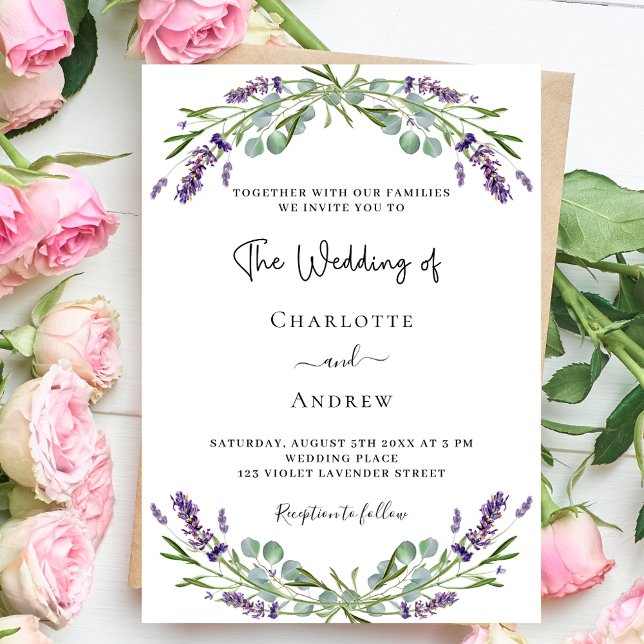 Lavender purple florals greenery wedding  invitation (Creator Uploaded)