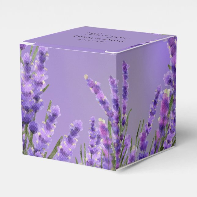 Lavender Purple Florals Wedding Favour Box (Front Side)