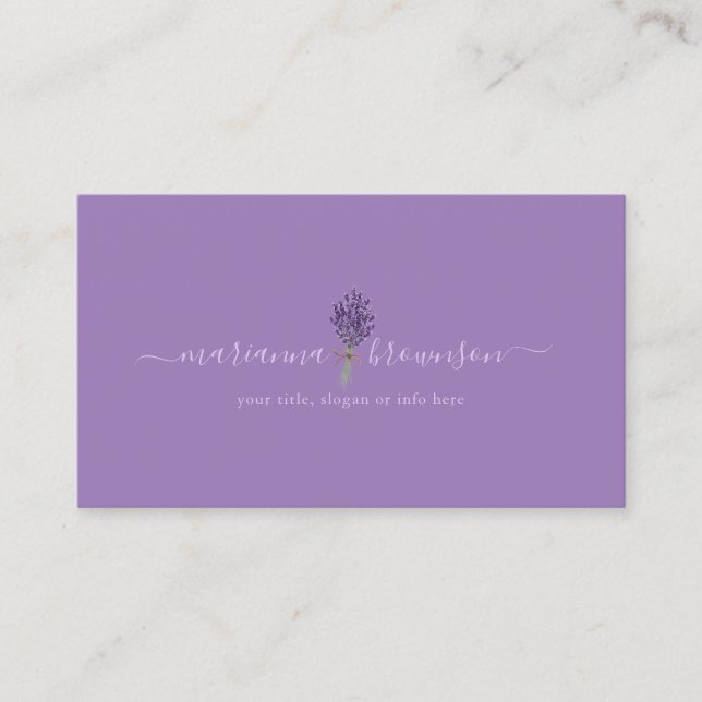 Lavender purple flower simple business card (Front)