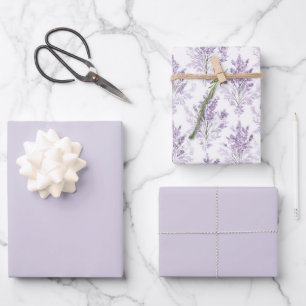 Lavender Purple Flowers Birthday Wrapping Paper Sheet